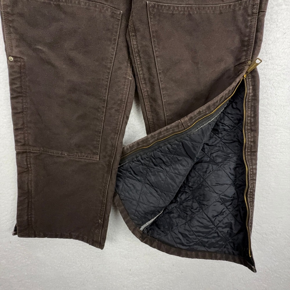 Carhartt R27 DKB Quilt Lined Sandstone Bib Overalls Dark Brown 32 x 30 Mens - Picture 5 of 13